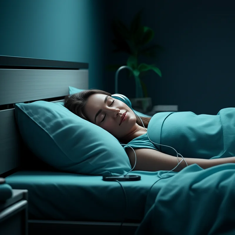 Peaceful bedroom scene with sound therapy playing for tinnitus relief